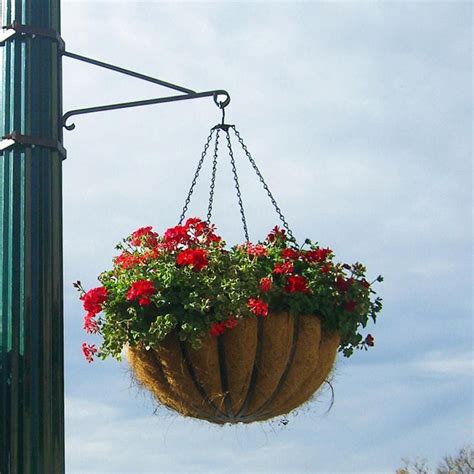 hanging basket brackets for a metal lamp post|scroll arm post brackets.